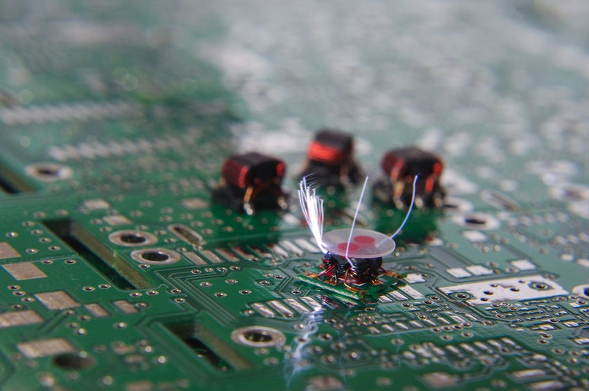 Example of static electricity on a circuit board